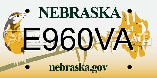 E960VA Nebraska License Plate