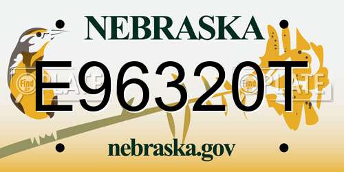 E96320T Nebraska License Plate
