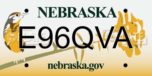 E96QVA Nebraska License Plate