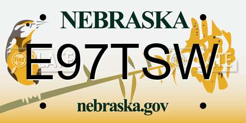 E97TSW Nebraska License Plate