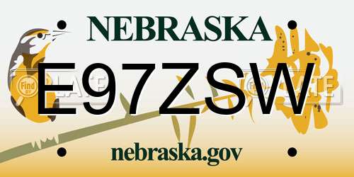 E97ZSW Nebraska License Plate