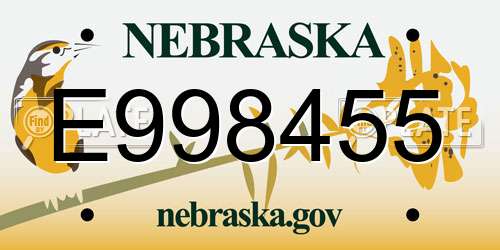 E998455 Nebraska License Plate