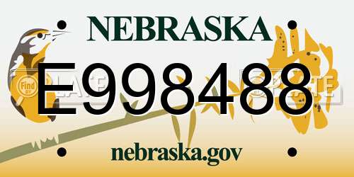 E998488 Nebraska License Plate