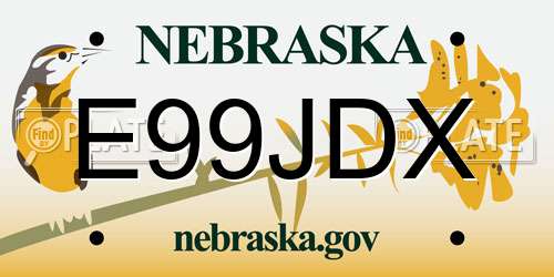 E99JDX Nebraska License Plate