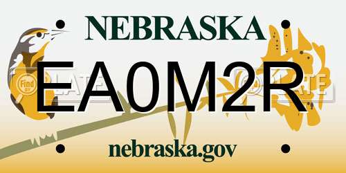 EA0M2R Nebraska License Plate