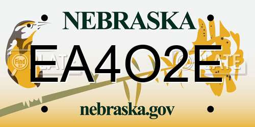 EA4O2E Nebraska License Plate