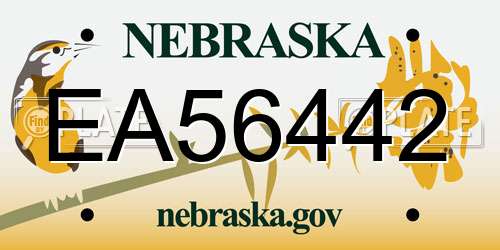 EA56442 Nebraska License Plate