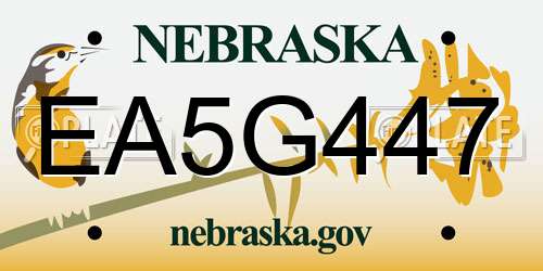 EA5G447 Nebraska License Plate