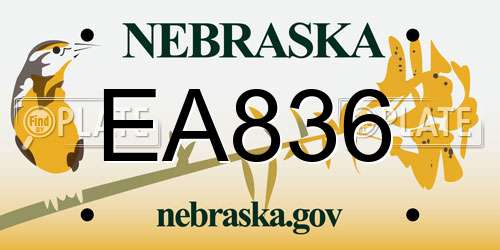 EA836 Nebraska License Plate