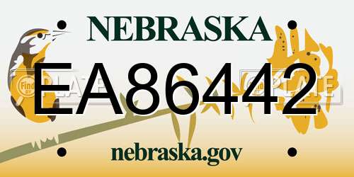 EA86442 Nebraska License Plate