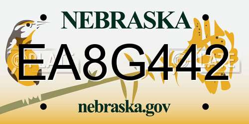 EA8G442 Nebraska License Plate