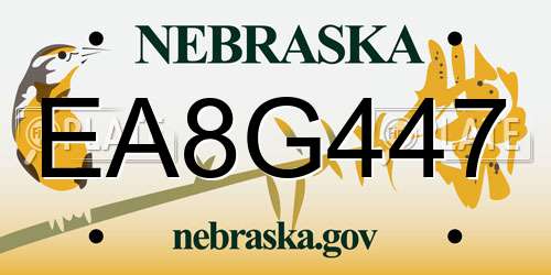 EA8G447 Nebraska License Plate