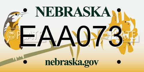 EAA073 Nebraska License Plate