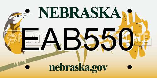EAB550 Nebraska License Plate