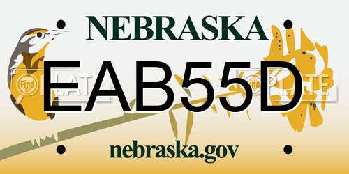 EAB55D Nebraska License Plate