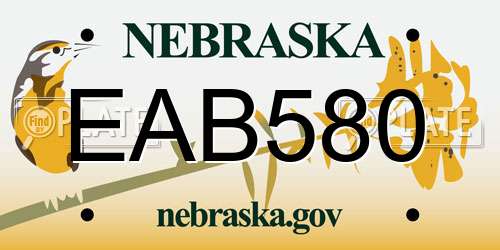 EAB580 Nebraska License Plate
