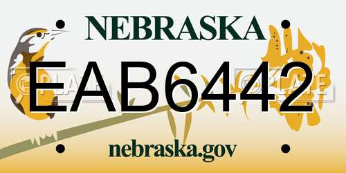 EAB6442 Nebraska License Plate