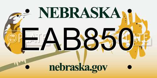 EAB850 Nebraska License Plate