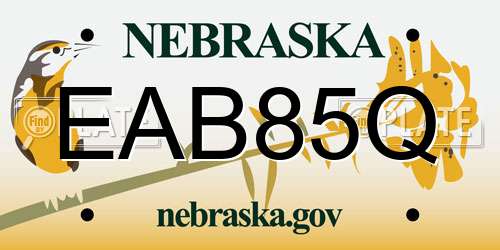 EAB85Q Nebraska License Plate