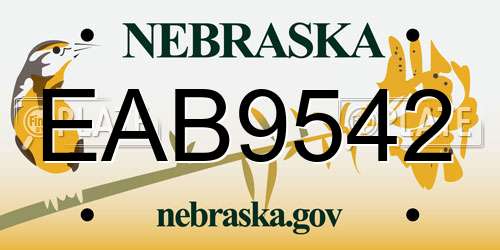EAB9542 Nebraska License Plate