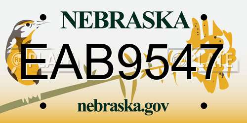 EAB9547 Nebraska License Plate