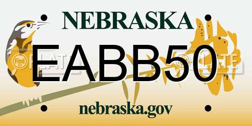 EABB50 Nebraska License Plate