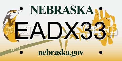 EADX33 Nebraska License Plate