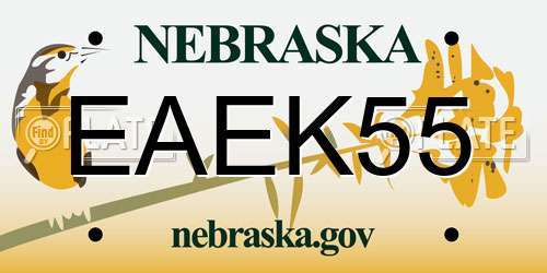 EAEK55 Nebraska License Plate