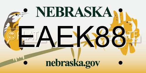 EAEK88 Nebraska License Plate