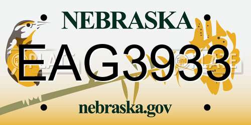 EAG3933 Nebraska License Plate