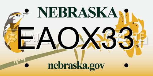 EAOX33 Nebraska License Plate