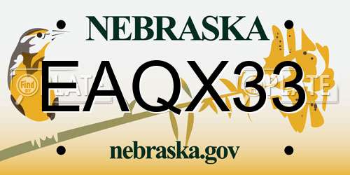 EAQX33 Nebraska License Plate