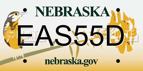 EAS55D Nebraska License Plate