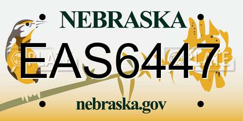 EAS6447 Nebraska License Plate