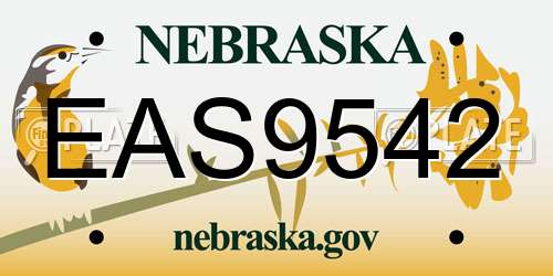 EAS9542 Nebraska License Plate