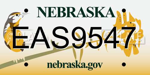 EAS9547 Nebraska License Plate