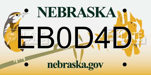 EB0D4D Nebraska License Plate