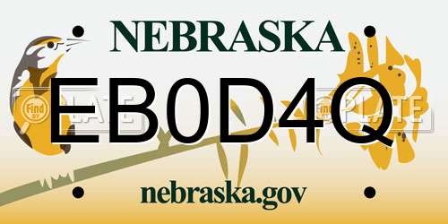 EB0D4Q Nebraska License Plate