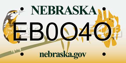 EB0O4O Nebraska License Plate