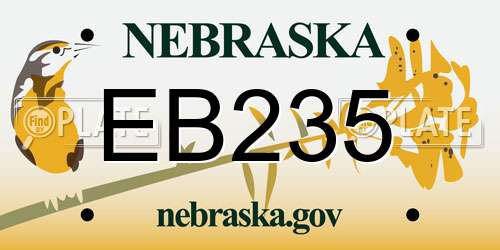 EB235 Nebraska License Plate