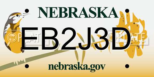 EB2J3D Nebraska License Plate