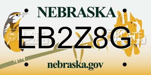 EB2Z8G Nebraska License Plate