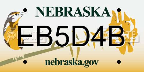 EB5D4B Nebraska License Plate