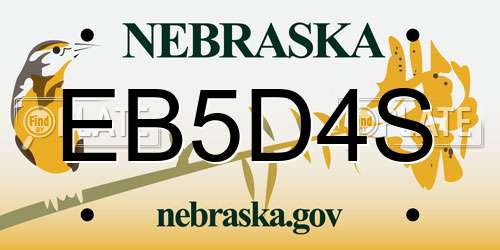 EB5D4S Nebraska License Plate