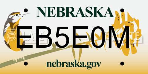 EB5E0M Nebraska License Plate