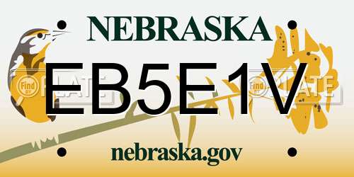EB5E1V Nebraska License Plate