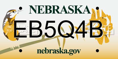 EB5Q4B Nebraska License Plate