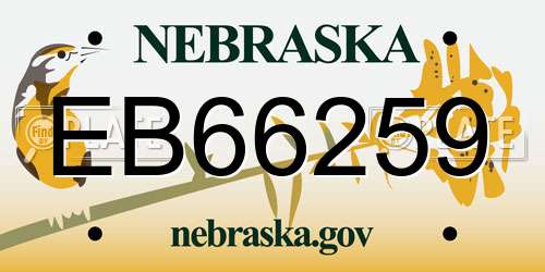 EB66259 Nebraska License Plate