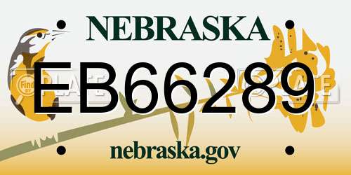 EB66289 Nebraska License Plate