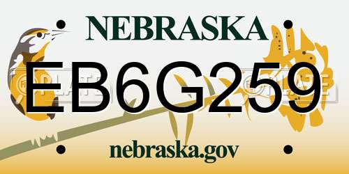 EB6G259 Nebraska License Plate